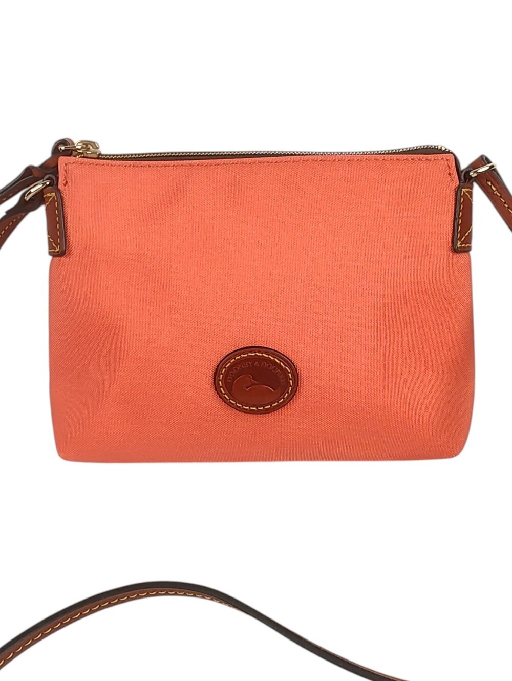 Dooney & Bourke Nylon with Leather Pouchette Crossbody Bag – Peach NEW - Picture 5 of 15